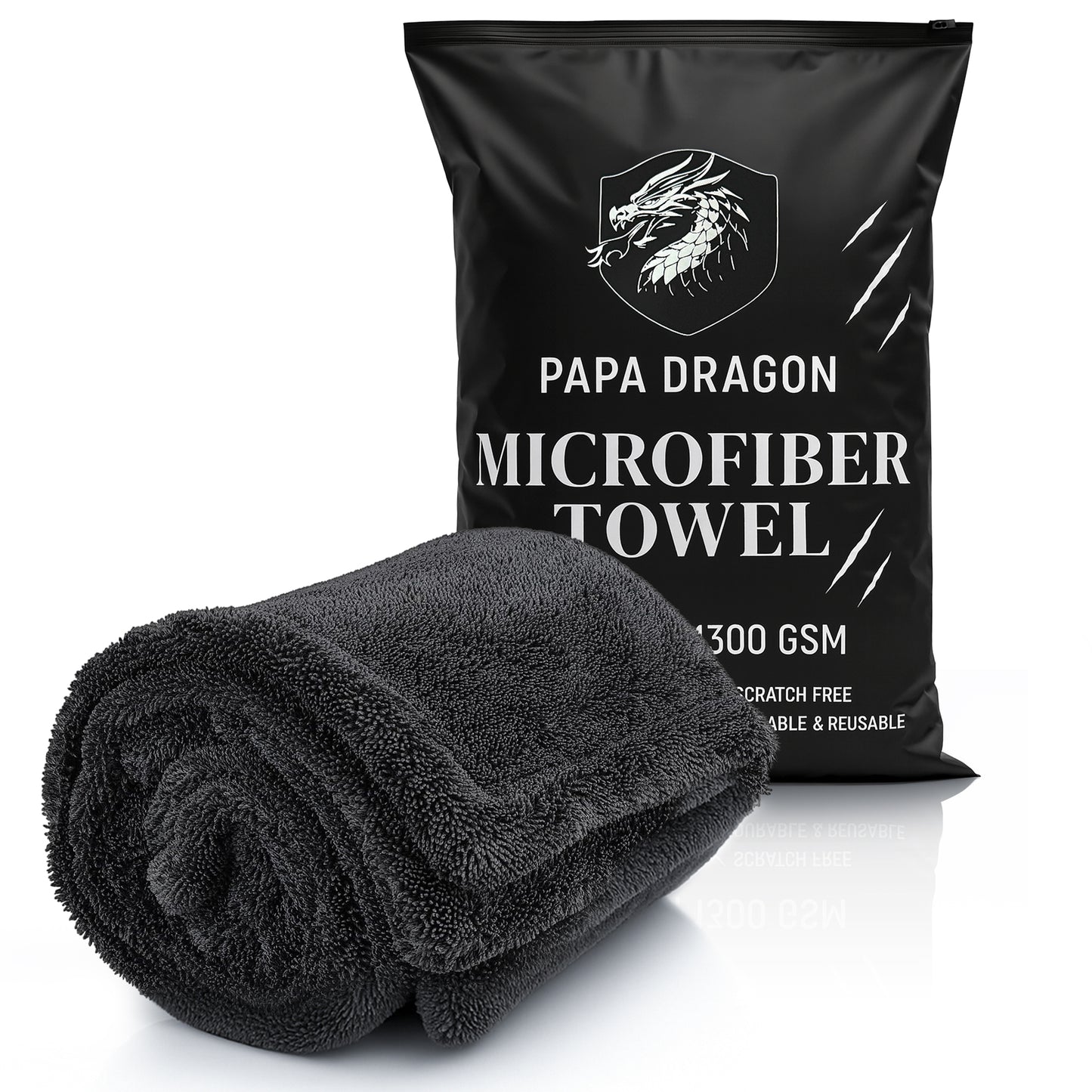 Papa Dragon Double-Sided Microfiber Car Drying Towel 1300 GSM- XL Size