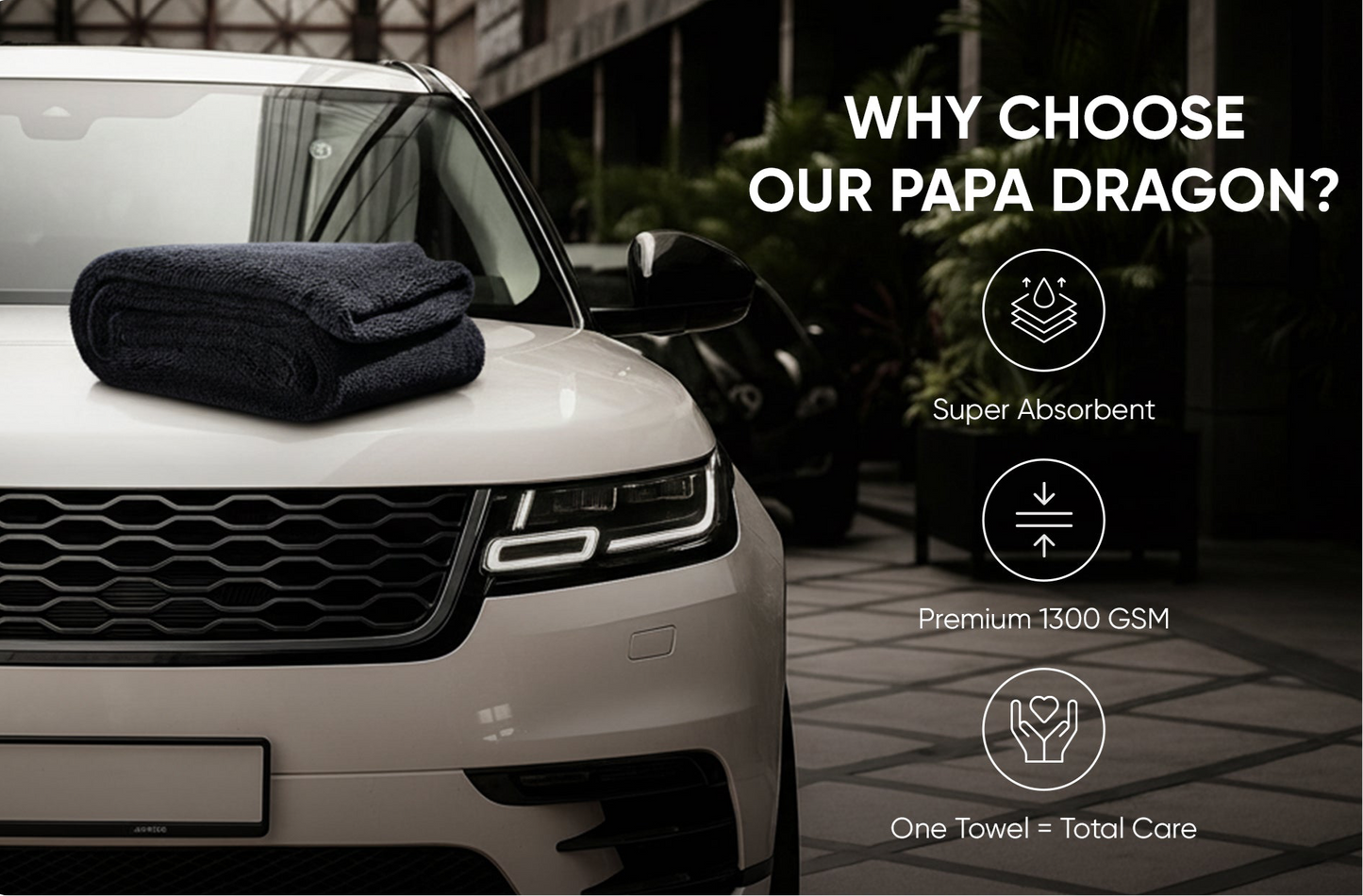 Papa Dragon Double-Sided Microfiber Car Drying Towel 1300 GSM- XL Size