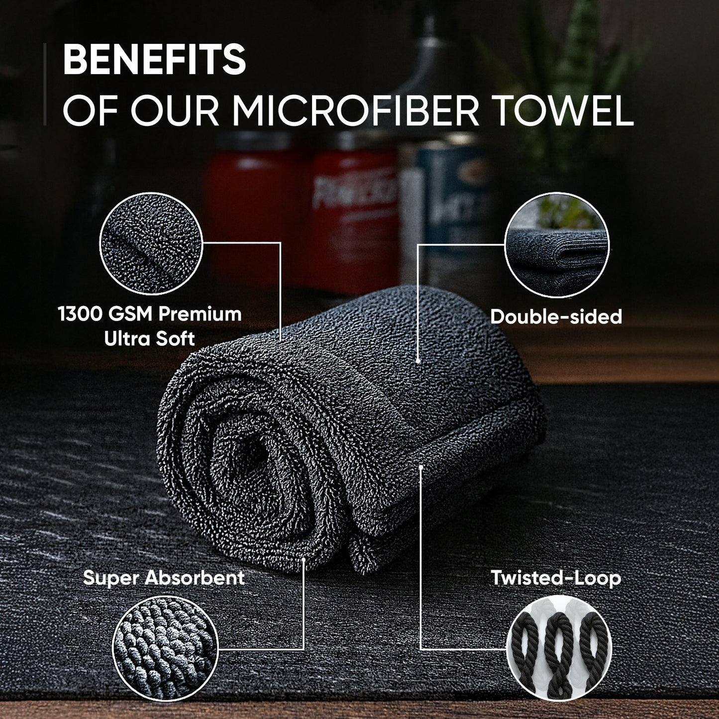 Papa Dragon Double-Sided Microfiber Car Drying Towel 1300 GSM- XL Size